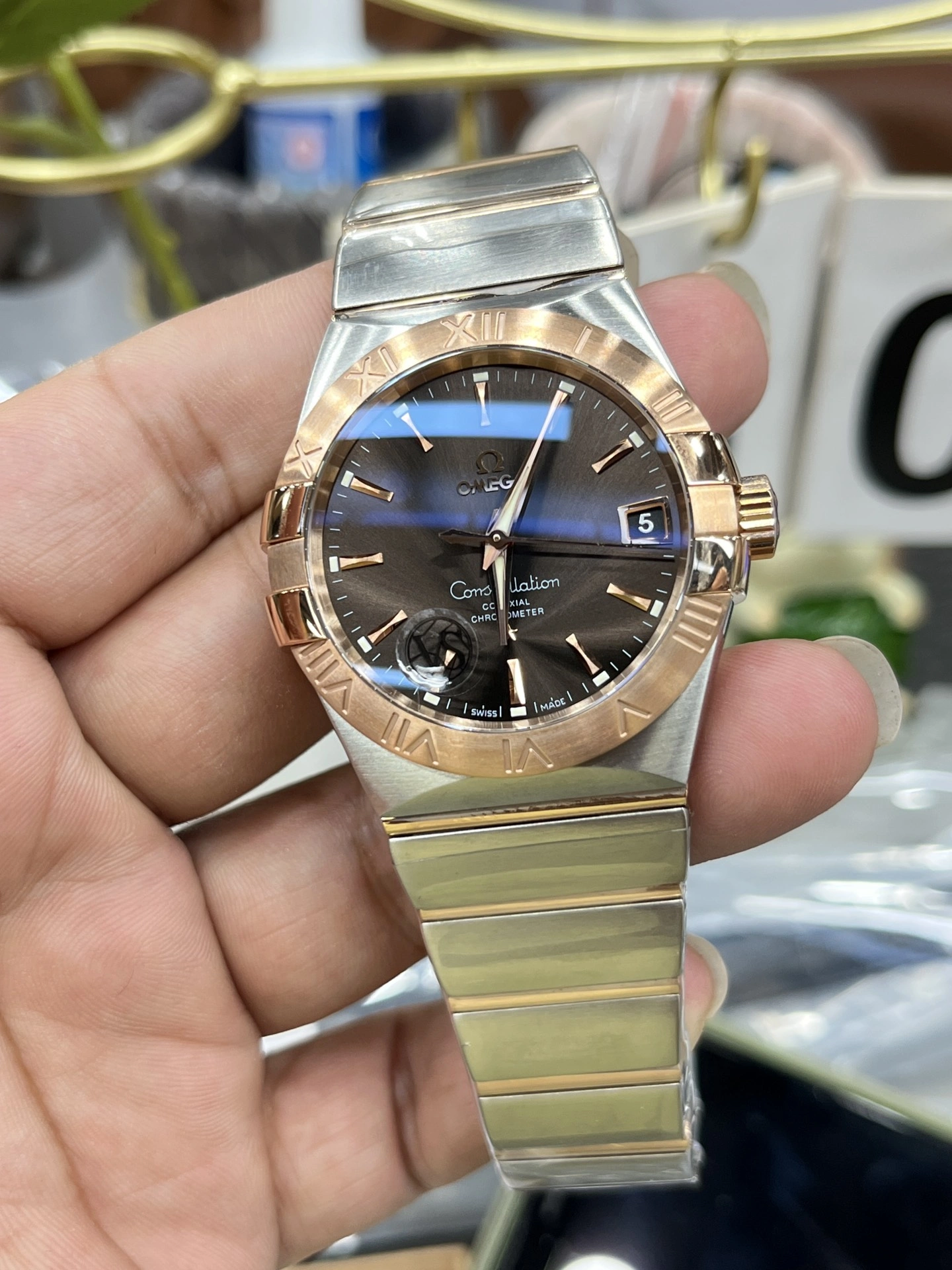 Comfortable CBD Factory Omega Constellation Co-Axial 38mm Two-Tone Sedna Gold Brown Dial (123.20.38.21.13.001) 1:1 Super Clone -DD8500 Movement 309
